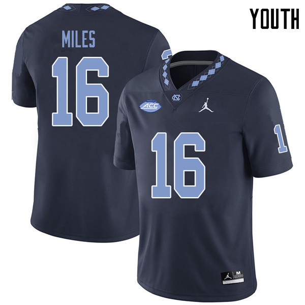 Jordan Brand Youth #16 Manny Miles North Carolina Tar Heels College Football Jerseys Sale-Navy